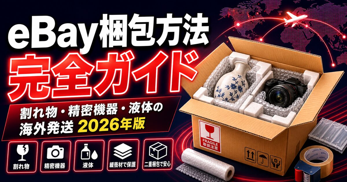 eBay梱包方法 完全ガイド / 割れ物・精密機器・液体の海外発送 2026年版
