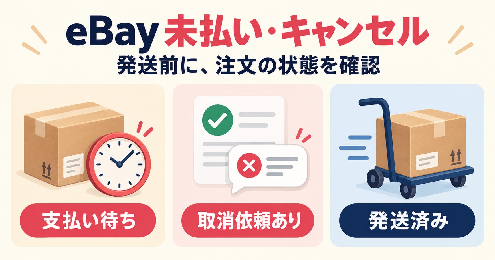 eBayの未払い・キャンセル依頼｜発送前に確認する手順